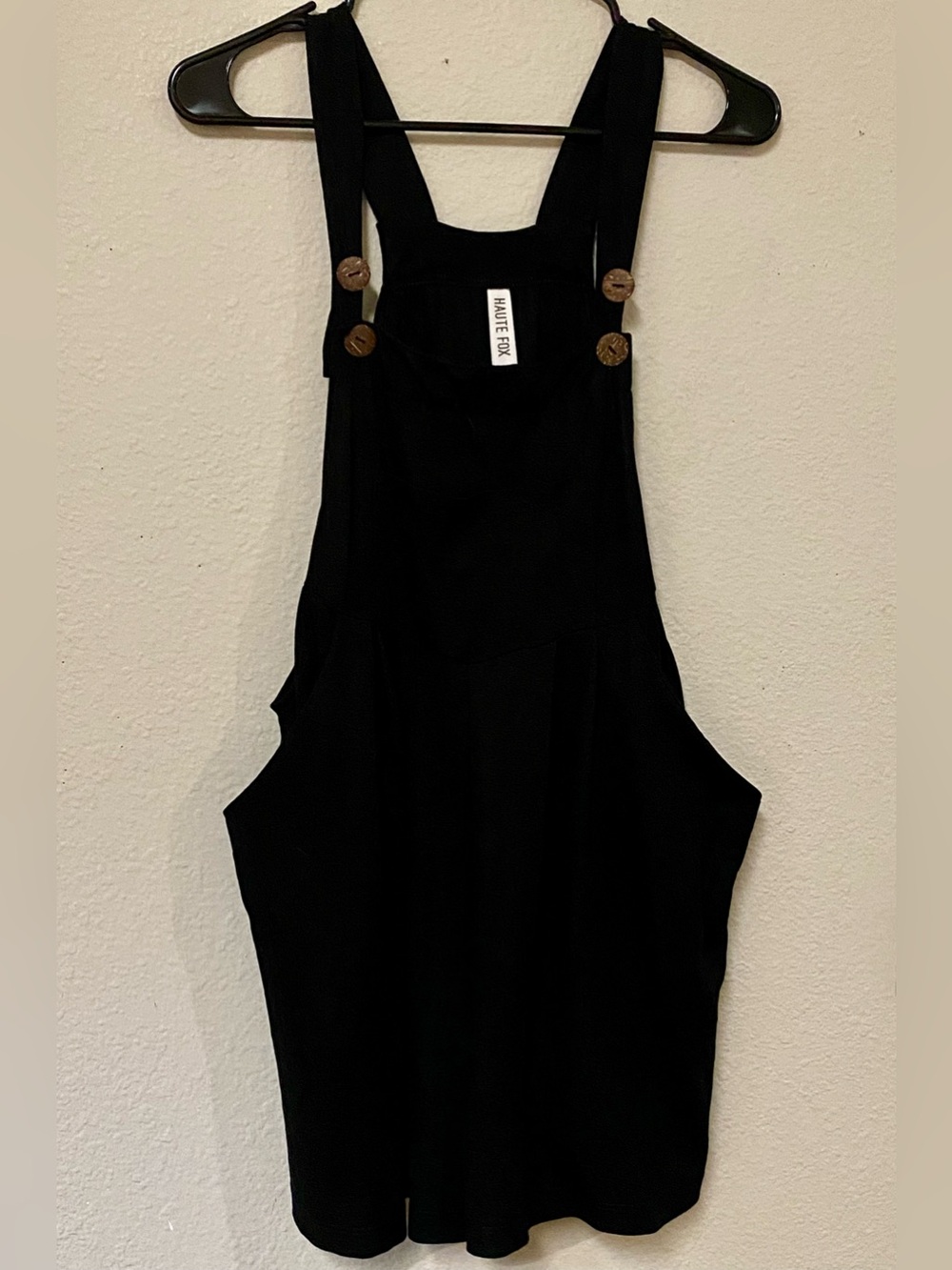 Haute Fox Black Women's Short Overalls Romper - Size 1X